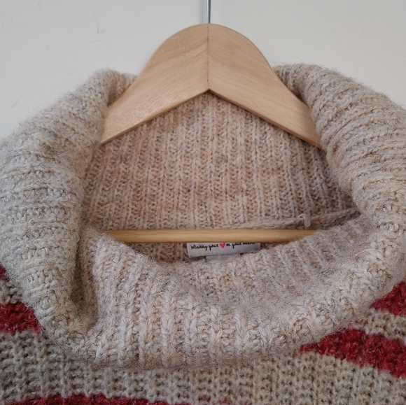 Wearing Your ❤️ On Your Sleeve Chunky Knit Turtleneck Sweater ~ L - Picture 6 of 11